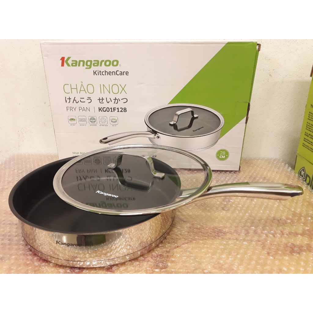 Chảo inox cao cấp 5 lớp size 28cm kangaroo hàng chính hãng