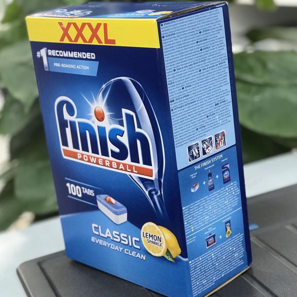 (HÀNG ĐỨC) Viên rửa chén bát Finish Classic hương chanh, chuyên dụng cho máy rửa chén, bát - 100 viên/hộp