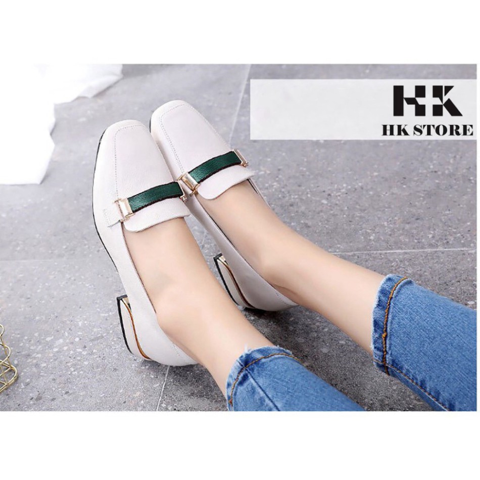 giày mọi nữ 3p da cực mềm cực êm chân HK.STORE (nu45-ke)