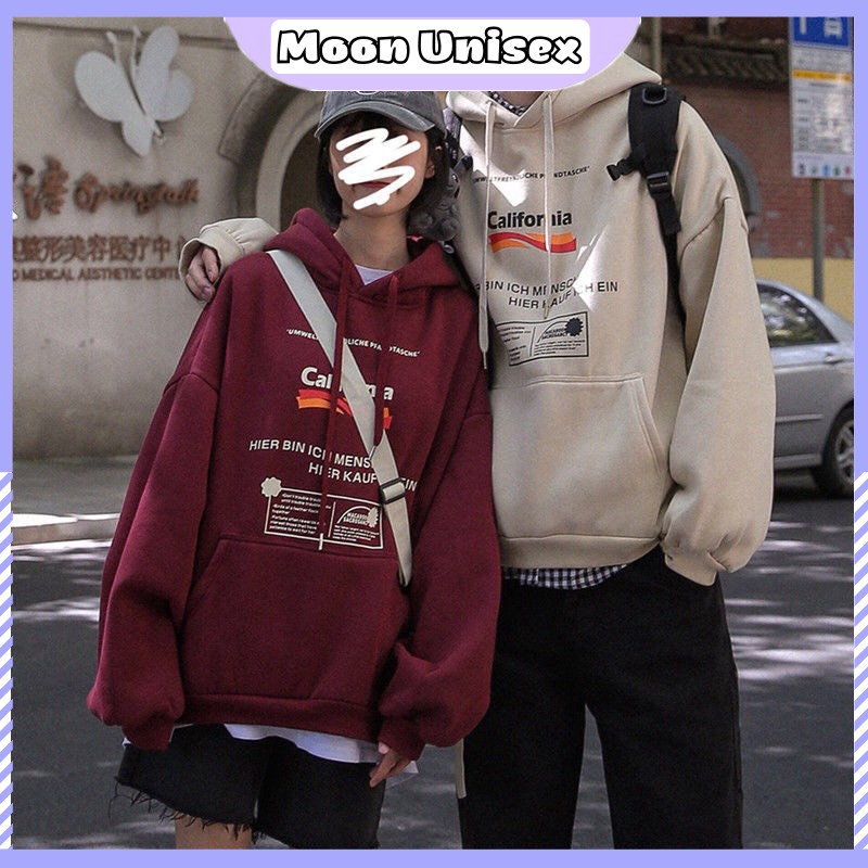 Áo nỉ CALIFORNIA có mũ phối tay bồng trẻ trung năng động - Moon Unisex