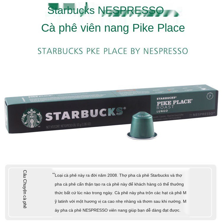 ♘Cà phê viên nén Starbucks nhập khẩu Thụy Sĩ phù hợp với máy pha Nestlé Nespresso 10