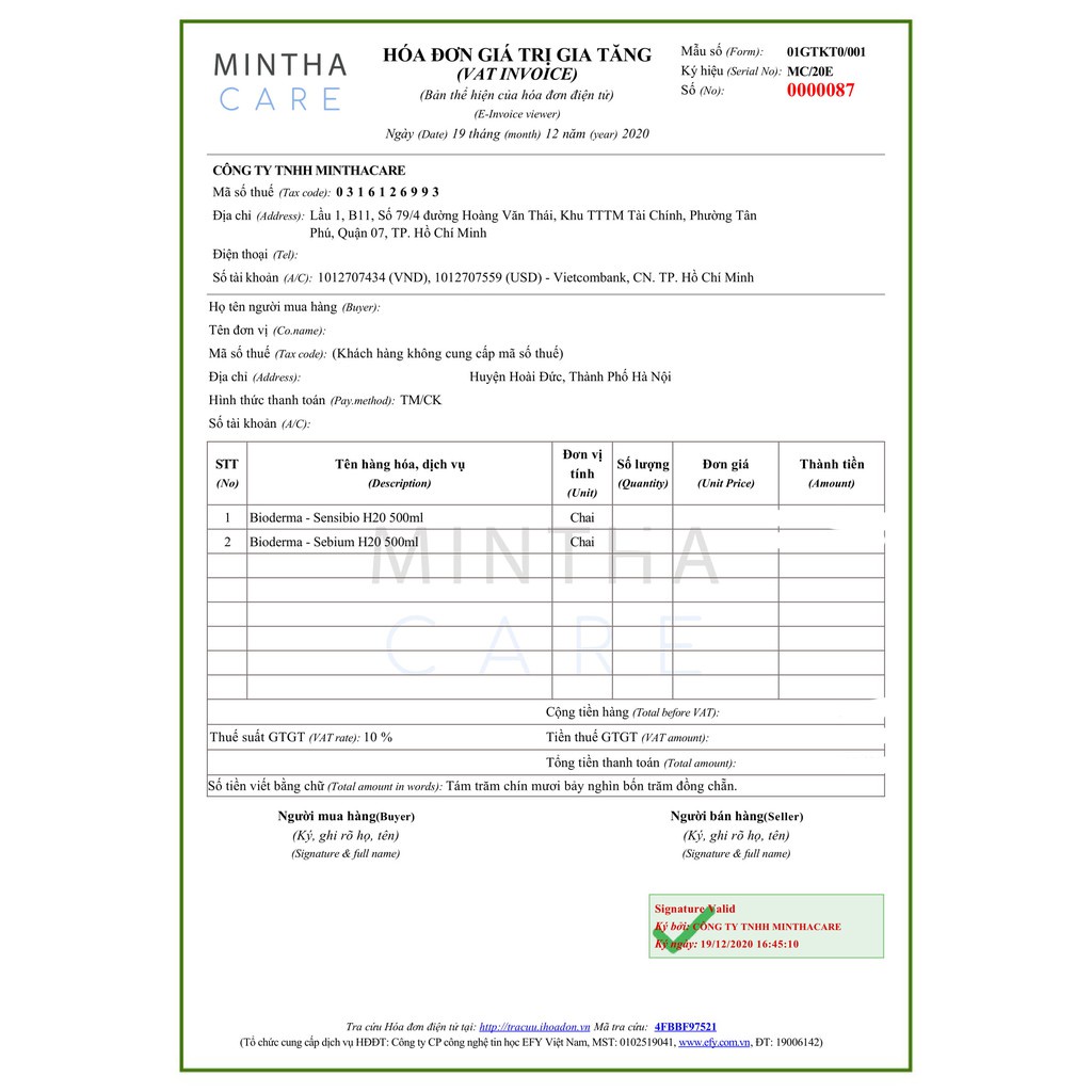 Tẩy trang Pháp B.I.O Hồng / Xanh 500ml