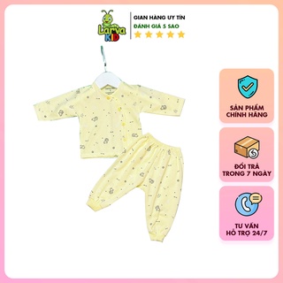 Bộ đồ sơ sinh dài tay Unchi vạt chéo chất vải peptit mềm mịn cho bé trai bé gái, quần áo trẻ em đẹp dễ thương