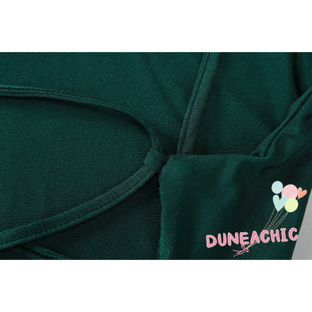 DUNEA Đầm Cổ Chữ V Hở Lưng Xếp Ly Quyến Rũ Thời Trang Cho Nữ