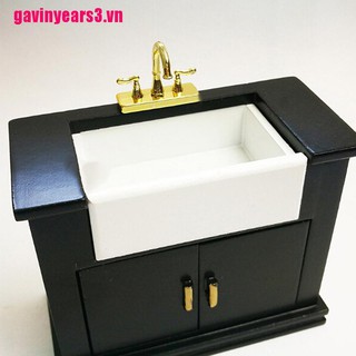 {GAV3}1/12 Dollhouse miniature accessories mini alloy double faucet for decoration