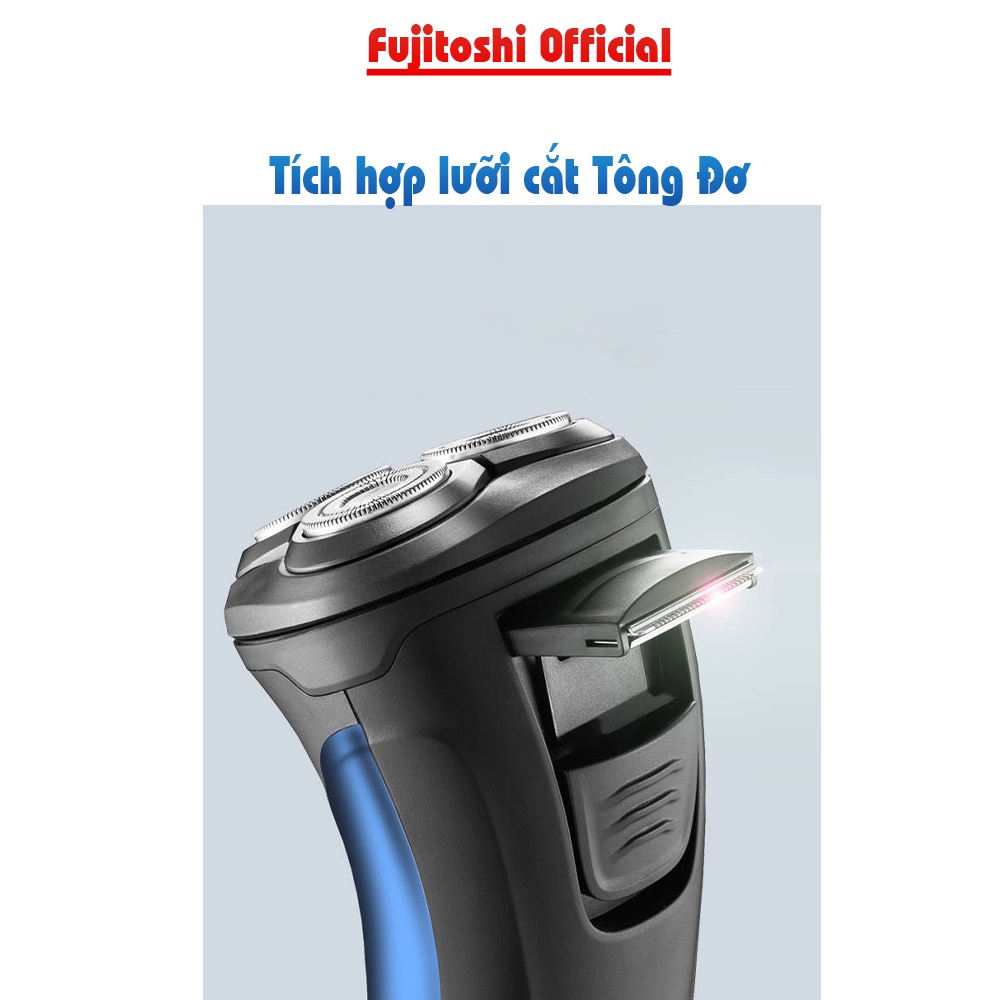 Máy cạo râu Fujitoshi Ps197 3 lưỡi độc lập lên xuống theo vùng da chống nước IPX7