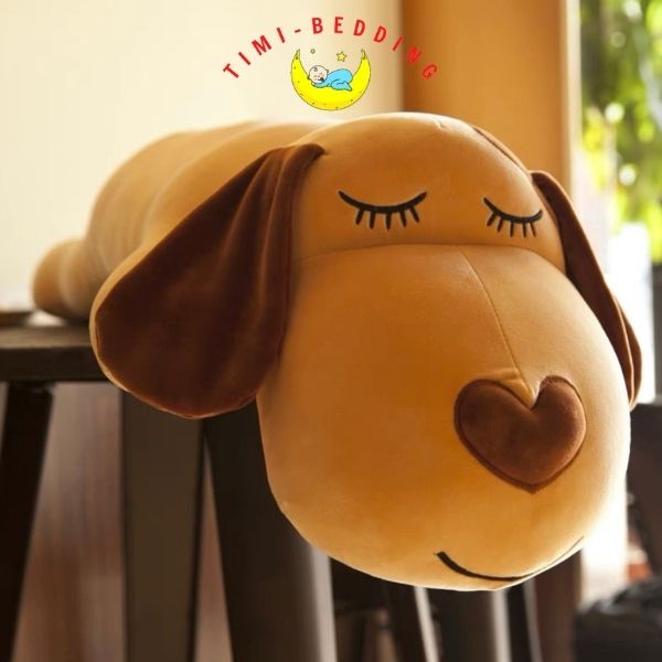 Gấu bông hình con chó ngủ mũi trái tim tim tai dài siêu cute, đáng yêu - Timibedding