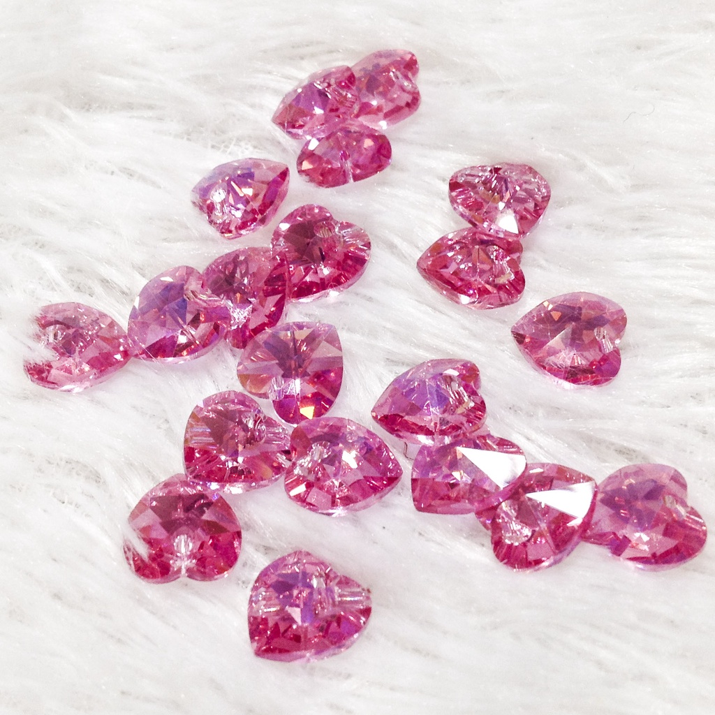 Hạt đá pha lê hình trái tim nhiều màu cao cấp siêu đẹp lấp lánh dùng làm vòng tay sang trọng