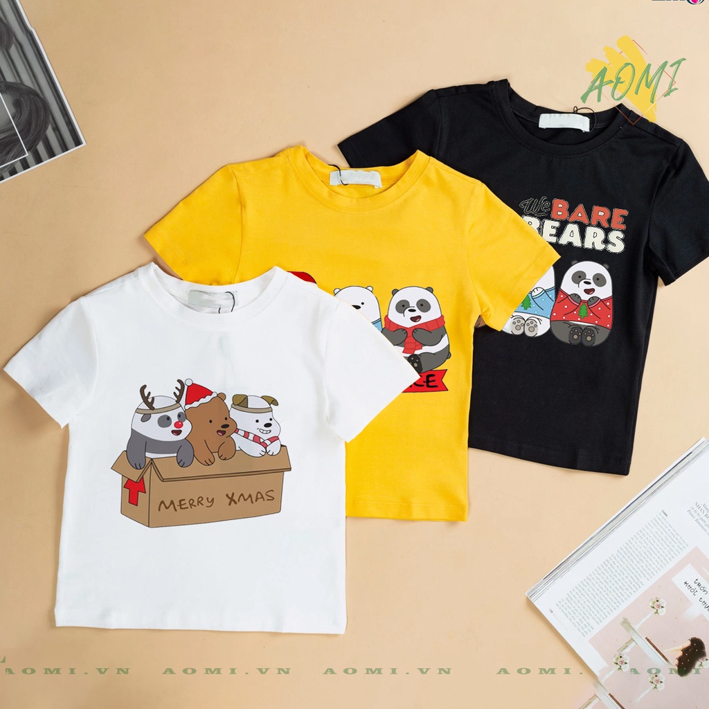 ÁO THUN Kawaii 3 chú gấu we are bear UNISEX PHÔNG VÀNG TAY NGẮN NAM NỮ GIA ĐÌNH CẶP ĐÔI SIZE TRẺ EM BÉ TRAI GÁI AOMIVN