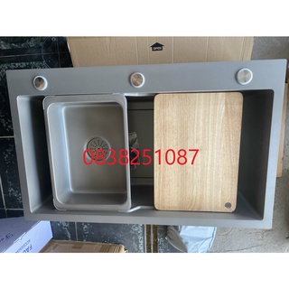 Chậu rửa chén đúc liền khối inox 304 1 ngăn lớn 75x46cm - Bồn rửa chén đơn