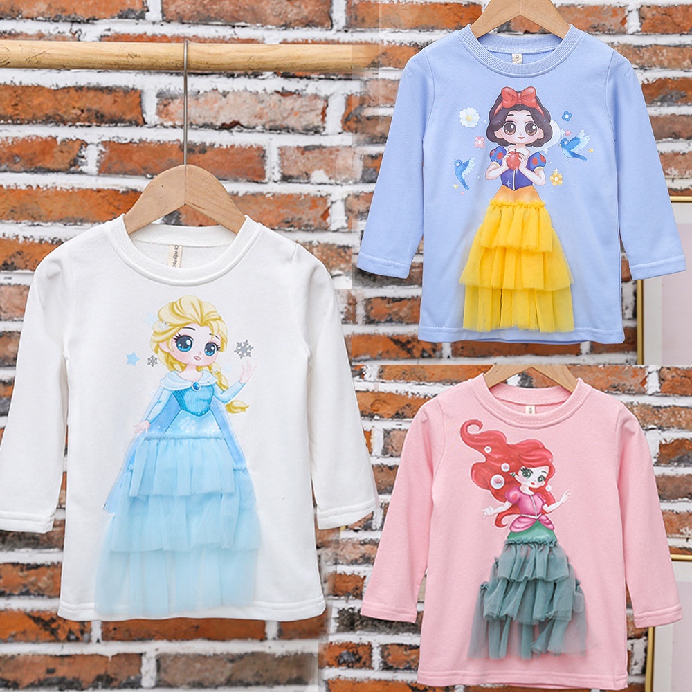 Đầm Công Chúa Tay Dài In Họa Tiết Hoạt Hình Phong Cách Phương Tây Thời Trang Xuân Thu Cho Bé Gái