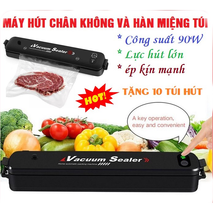 Máy Hút Chân Không Kiêm Hàn Miệng Túi Vacuum Sealer Tự Động Hút Và Hàn Công Suất Lớn – Tặng Phiếu Bảo Hành