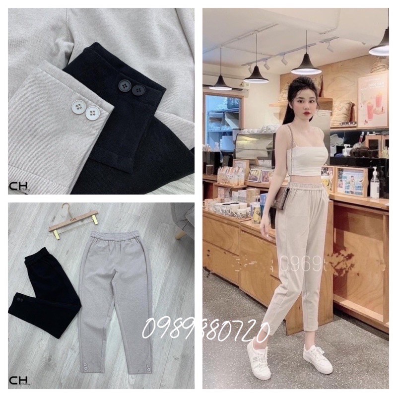 Quần Baggy Dạ Phối Cúc Chân