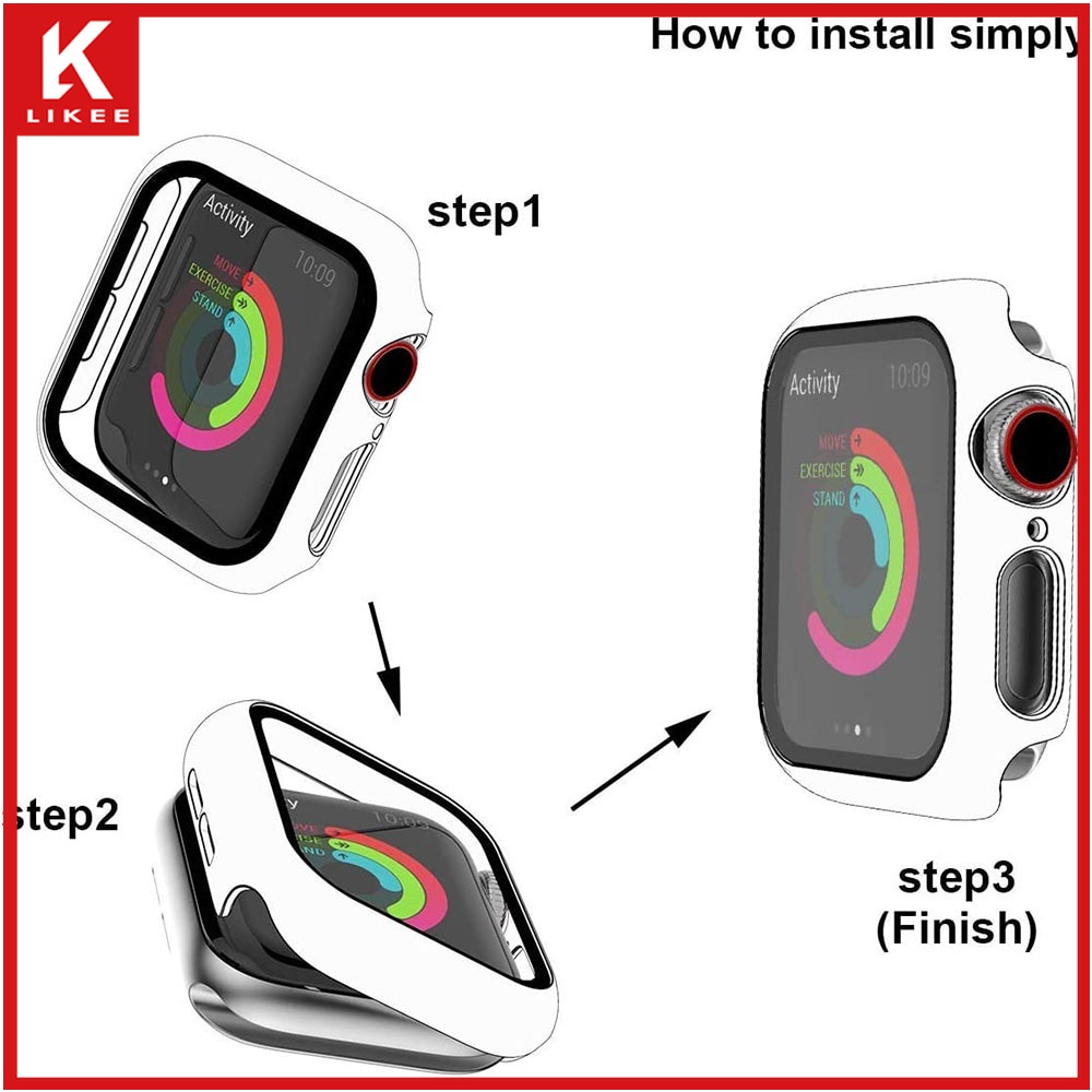Ốp Bảo Vệ 360 Độ Bằng Nhựa Mặt Kính Cường Lực Cho Apple Watch Series 6 SE 5 4 3 2 1 iWatch 44mm 40mm 42mm 38mm