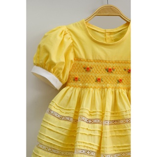 ĐẦM SMOCK VÀNG MIX REN VÁY