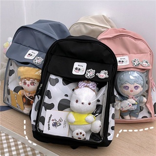Balo/cặp sách có ngăn trong suốt lớn bò sữa dễ thương ulzzang itabag cute harajuku doll jk