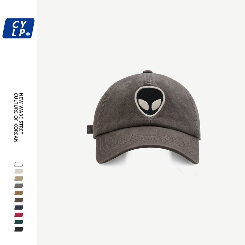 Mũ Lưỡi Trai Mềm Thêu Hình Người Ngoài Hành Tinh Kiểu Hip-Hop Hàn Quốc Cá Tính