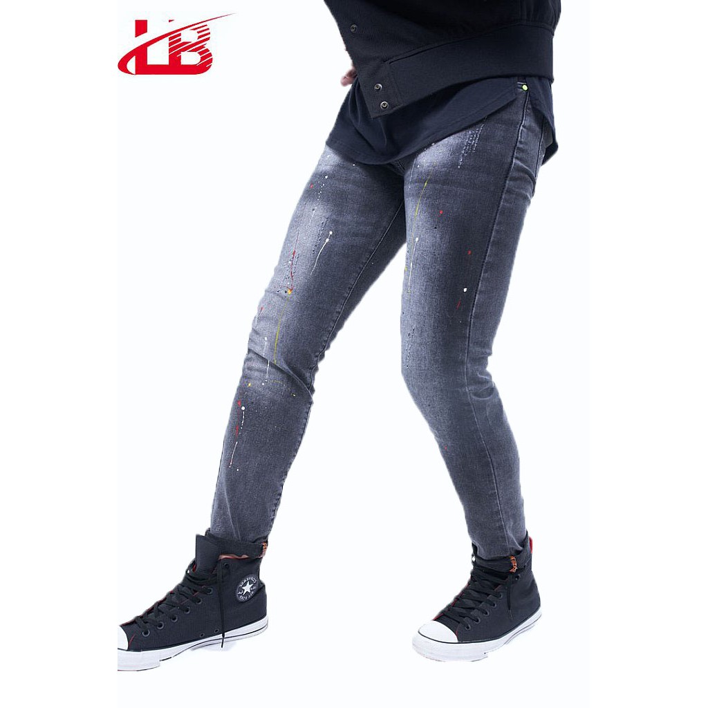 Quần jean nam LB, vải jean denim co giãn, màu xám trơn thời trang vải sơn, phom slim fit DNBB6523 | BigBuy360 - bigbuy360.vn
