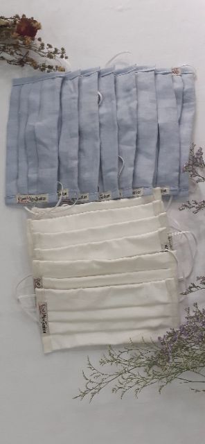 KHẨU TRANG VẢI LINEN XẾP LY 3LỚP | BigBuy360 - bigbuy360.vn
