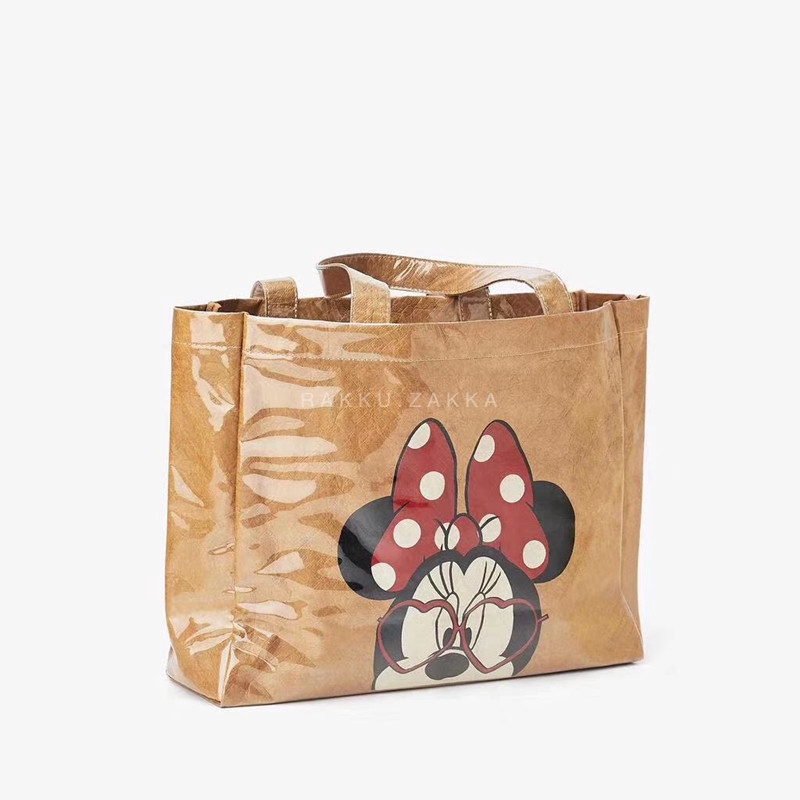 Túi Xách Mua Sắm Chất Liệu Tpu Giấy Kraft In Hình Chuột Mickey Minnie Phong Cách Hàn Quốc