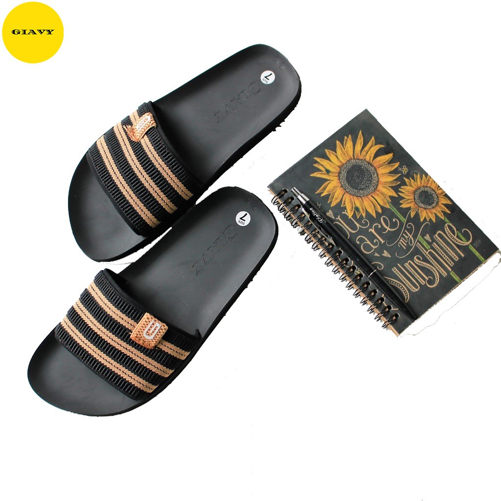 Dép nữ quai ngang sọc mix màu DTK336 - GIAVY