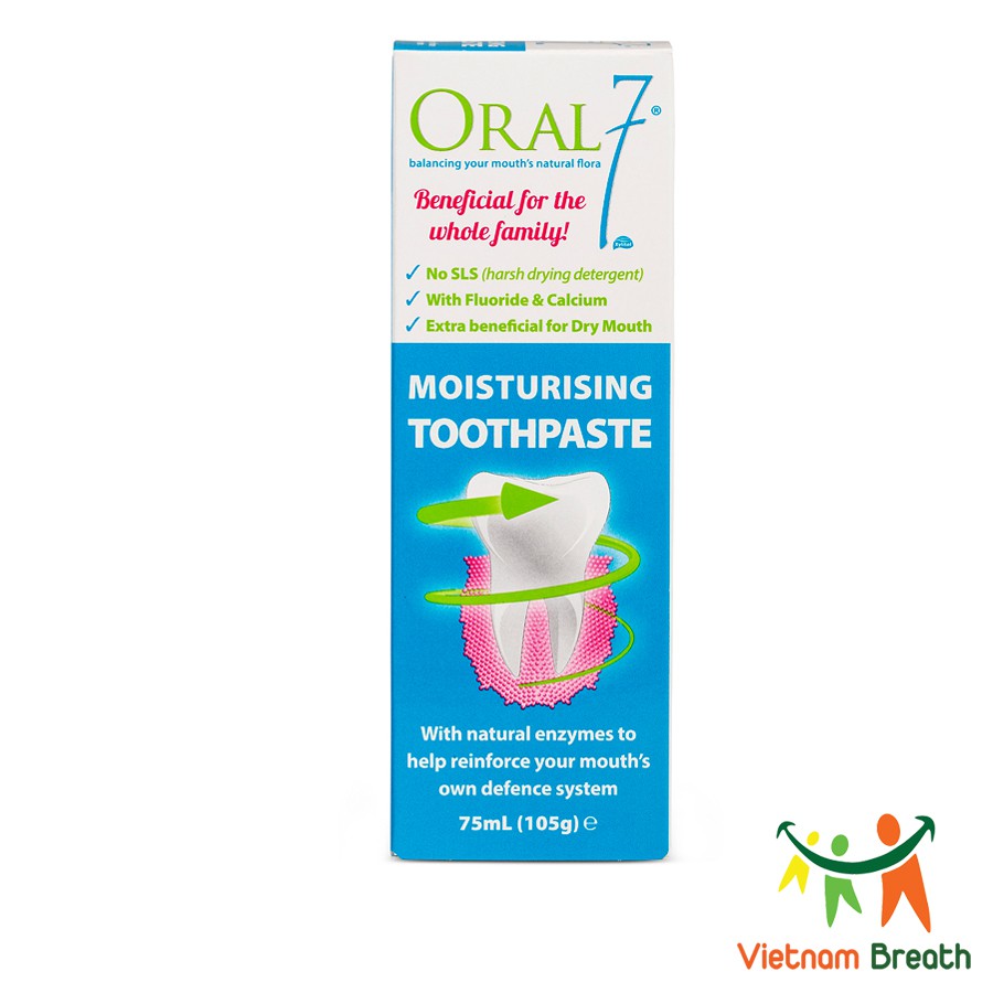 [Hàng UK, có bill] Kem đánh răng giữ ẩm ORAL7 Moisturising Toothpaste 75ml - Xoa dịu cảm rát khô rát cổ họng suốt 7h