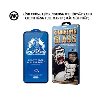{CÓ IP13} Kính Cường Lực IP Hộp Sắt Xanh WK KingKong Chính Hãng Full Màn iPhone 7 8 Plus Xs Max 11 12 13 mini Pro Max0