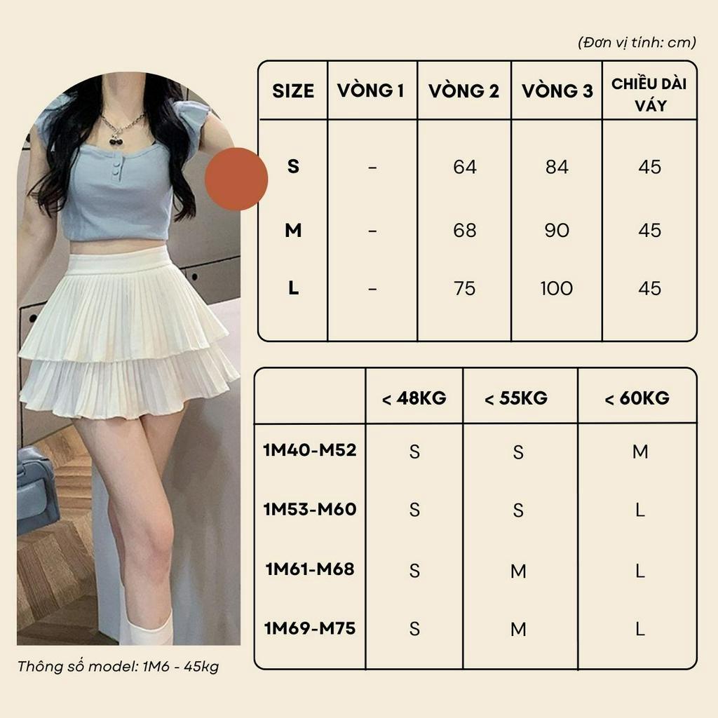 Chân Váy Xếp Ly LOKOSA Chân Váy Xoè Ngắn Tennis Hai Tầng Dáng Chữ A Hàn Quốc Cao Cấp Có Quần Trong CV005