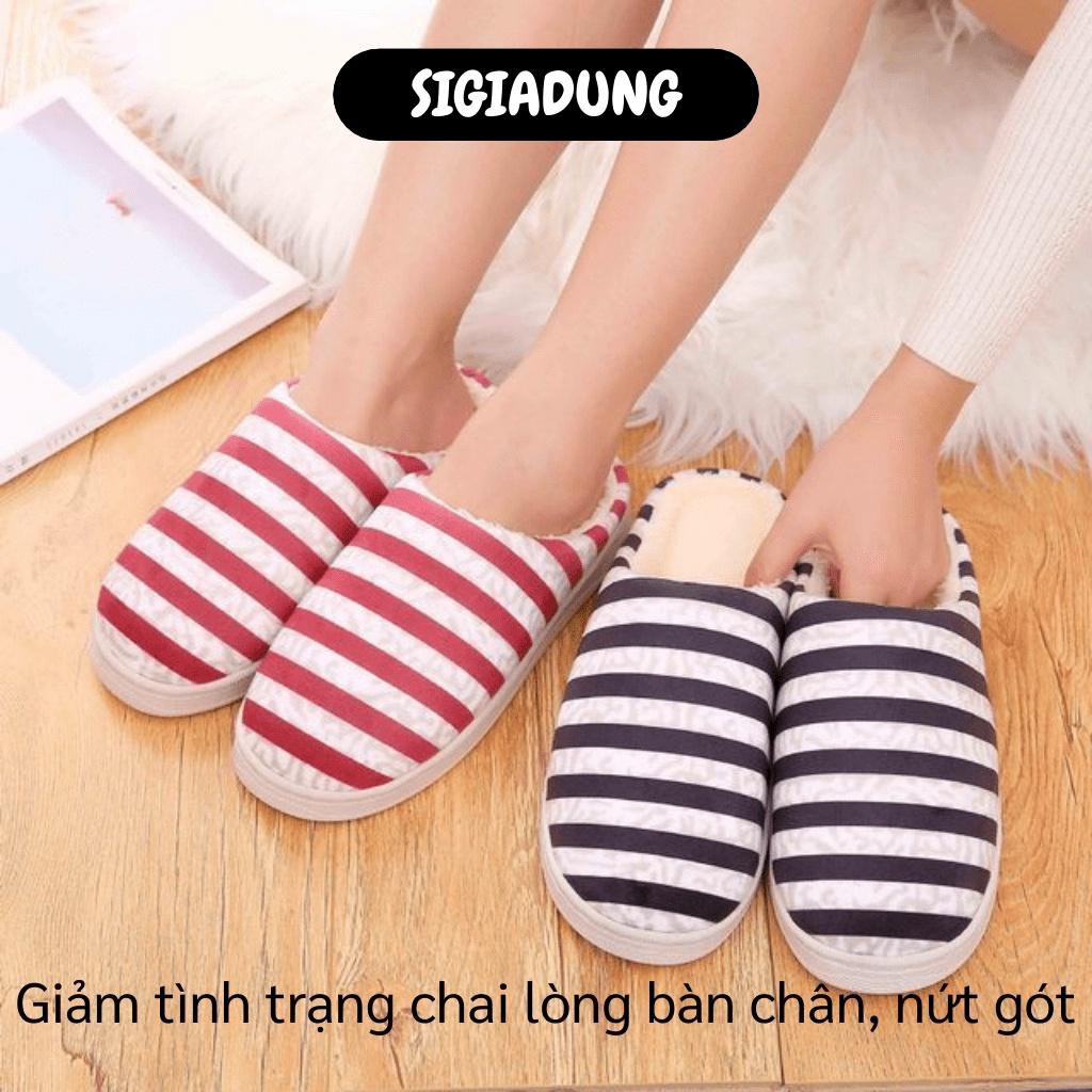 [SGD] Dép Đi Trong Nhà - Dép Bông Nam Nữ Mang Trong Nhà Giữ Ấm Đôi Chân Sọc Caro 8610