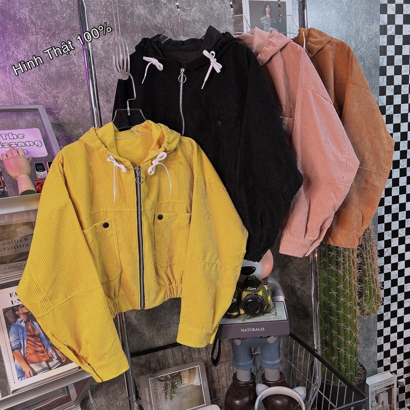 Áo Khoác Nữ Lửng Có Nón Bo Eo_Chất Nhung Tăm Dày Dặn Nhiều Màu Hot_Freesize 40-62kg_AK67