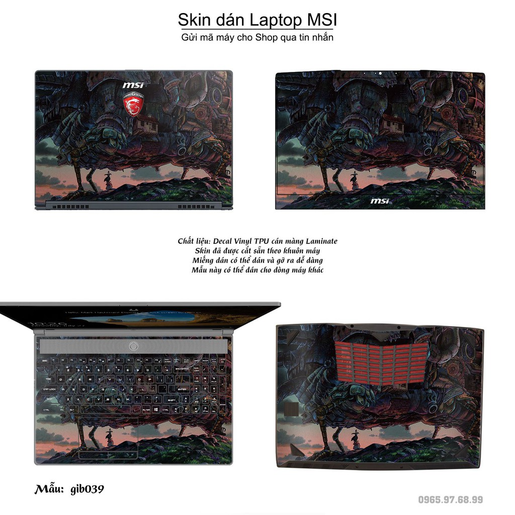 Skin dán Laptop MSI in hình Ghibli Nhật Bản (inbox mã máy cho Shop)