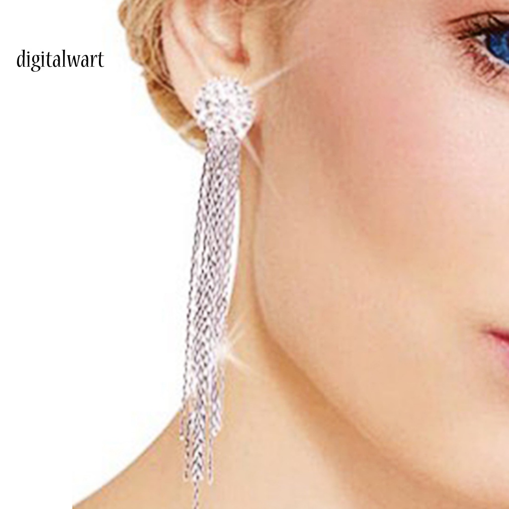 Đôi Bông Tai Dáng Dài Phối Tua Rua Đính Đá Thời Trang Cho Nữ