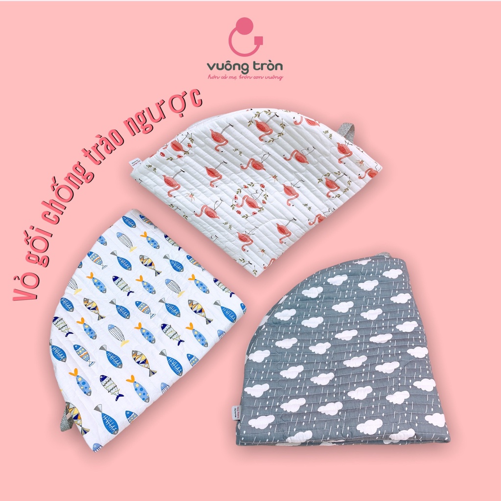 Vỏ gối chống trào ngược cao cấp Vuông Tròn cotton Hàn chần bông (chỉ vỏ gối, không ruột)