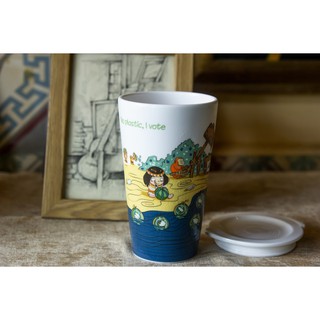 Ly sứ dưỡng sinh Minh Long họa tiết Mai An Tiêm 0.48 Lít - Nắp đậy có gioăng cao su giữ nhiệt tốt + Tặng kèm túi xách