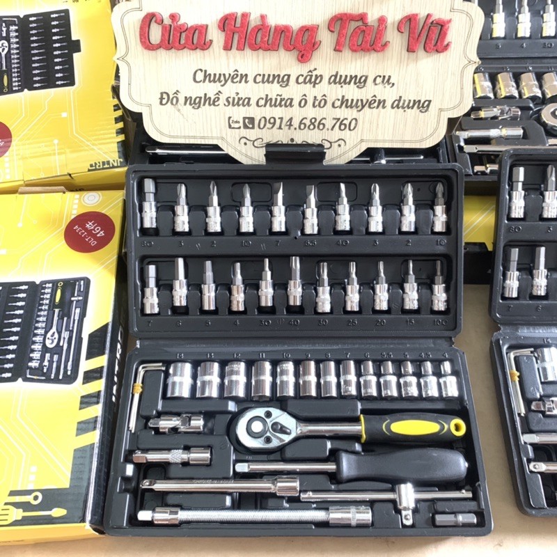 Bộ tuýp vặn 1/4 đa năng 46 chi tiết chuyên tháo nội thất HÀNG XỊN không toét, gãy (ảnh thật)