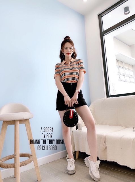 Áo len montoghi kẻ cổ bẻ hàng Quảng Châu - Áo cổ bẻ kẻ hót