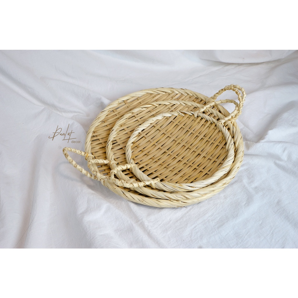 Đĩa, khay, mẹt tre đan mộc phong cách Hàn Quốc size L - Bamboo dish, bamboo strainer