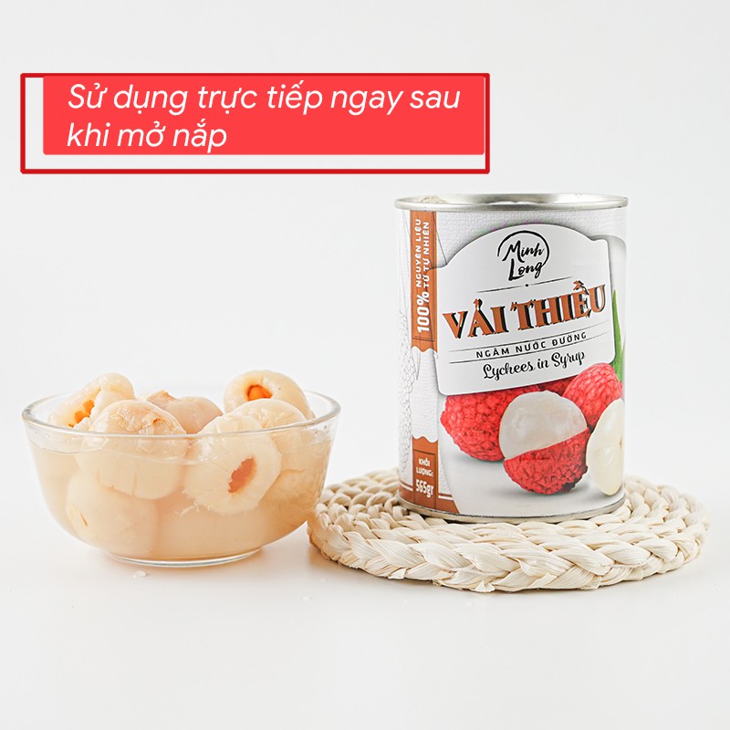 Thùng 12 Hộp Vải Thiều Ngâm Nước Đường Lon 565 gram