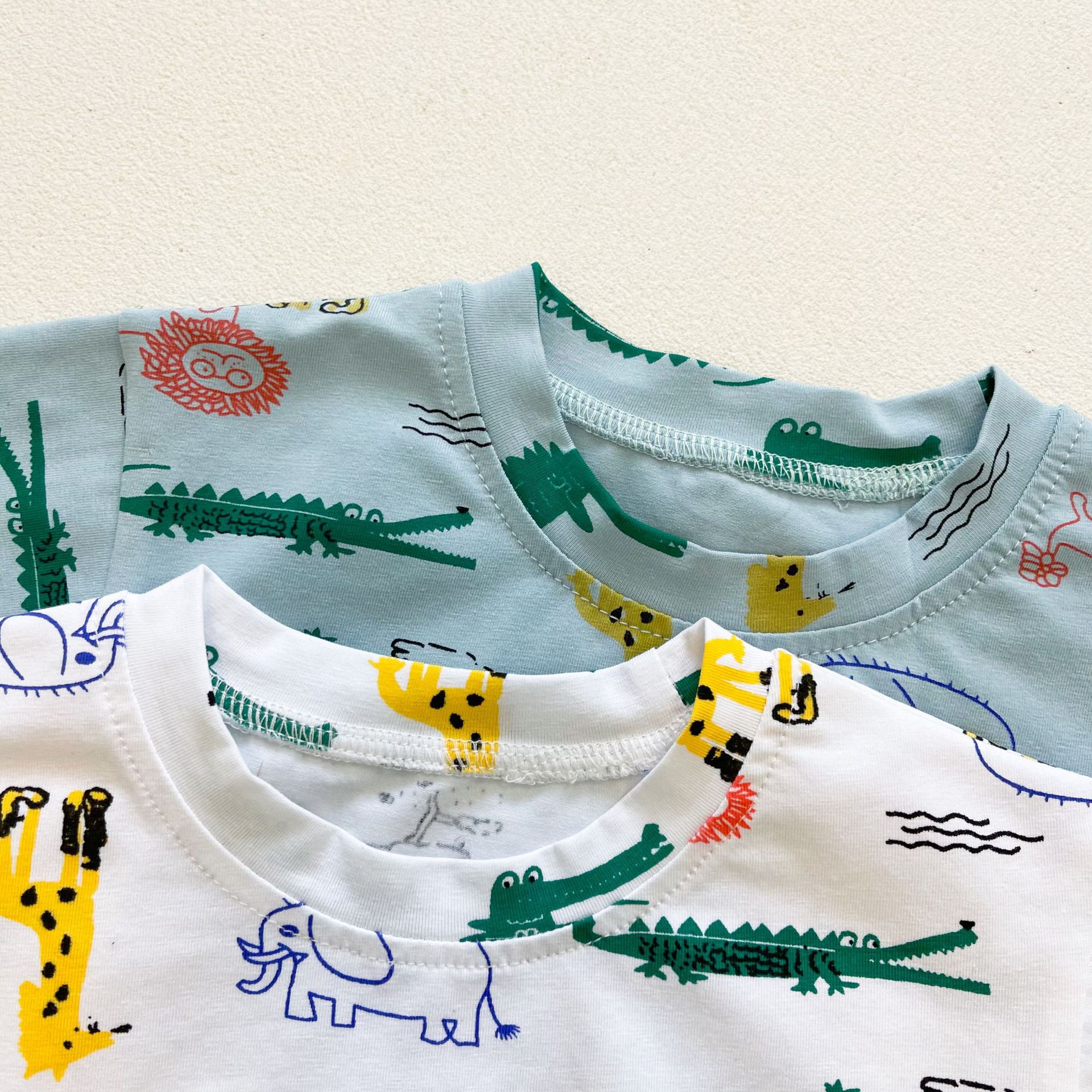 Infant Girl Boy Clothes Suit Newborn Baby Cartoon Animal Prints Short-sleeved T Shirt + Cotton Shorts + Hat Set Summer Clothes
