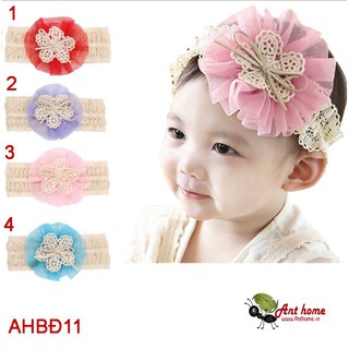 Băng đô hình hoa gắn nơ dành cho bé gái AH11( giá siêu rẻ )
