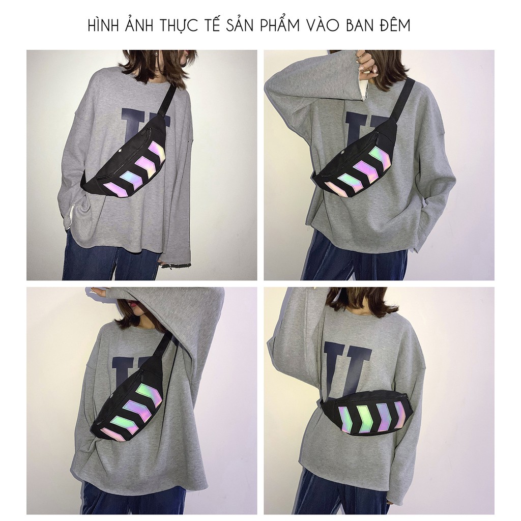 Túi đeo chéo bao tử unisex phản quang cá tính ulzzang