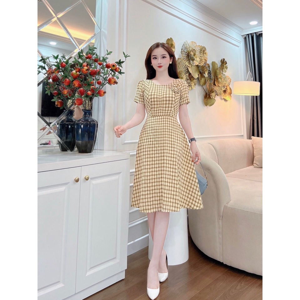 Mẫu Váy Caro Chất Lụa hawai. Thiết kế Mới nhất - Đơn Giản - Dễ Mặc - Nhưng Xinh Cực Luôn Ý Mã V3