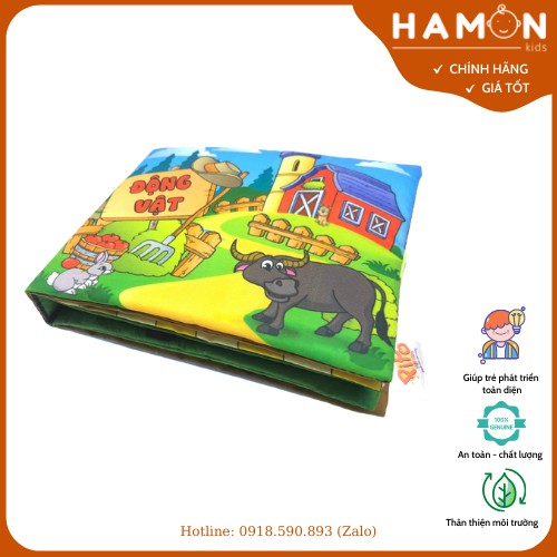 Sách vải Động vật nuôi dành cho trẻ 0-3 tuổi - Made in Vietnam