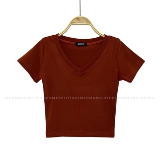 Áo croptop nữ basic cổ tim ôm body thun bozip co giãn 4 chiều