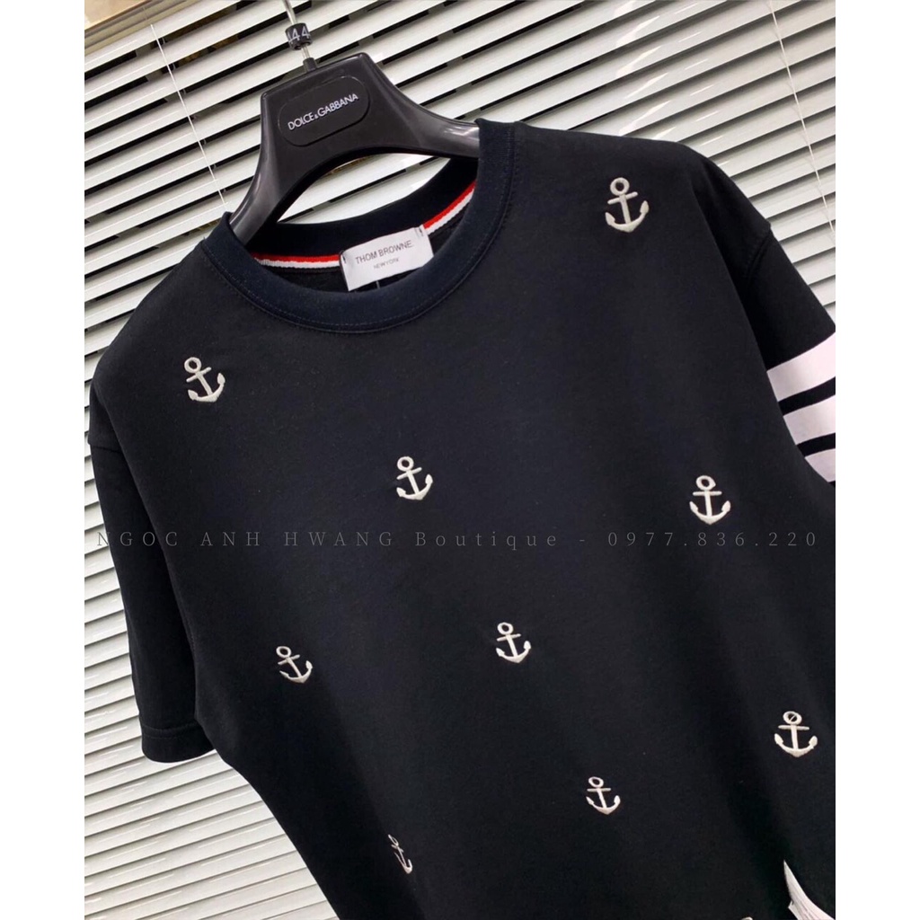 Áo Thun Thom Mỏ Neo 4 Sọc Viền Tay Lỡ unisex siêu hot 2022 - ZADOLA FASHION