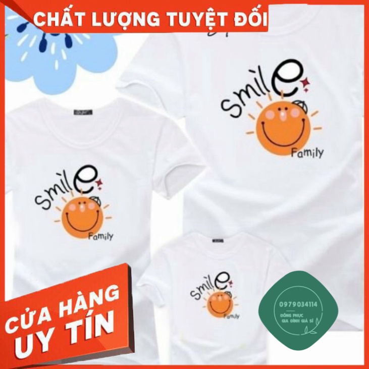 Áo thun giá sỉ Áo thun gia đình smile family 3/4/5 người vải mát, phôm đẹp. Familystore