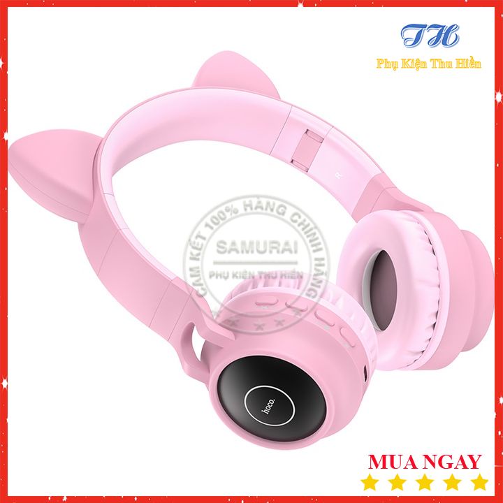 Tai Nghe Chụp Tai Mèo Siêu Dễ Thương Chụp Tai Không Dây Bluetooth Hoco W27 - BH 12 Tháng