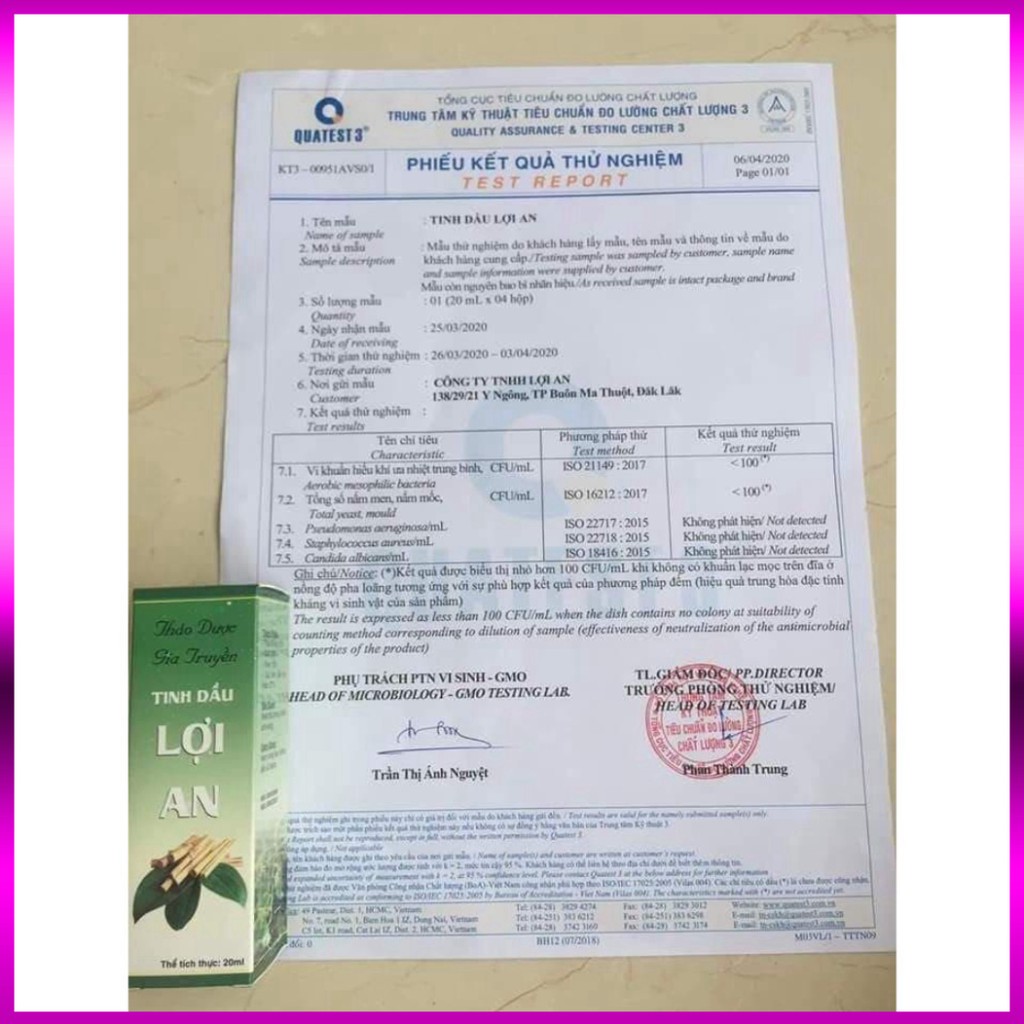 Combo dầu Lơi An lọ số 1 + lọ số 2