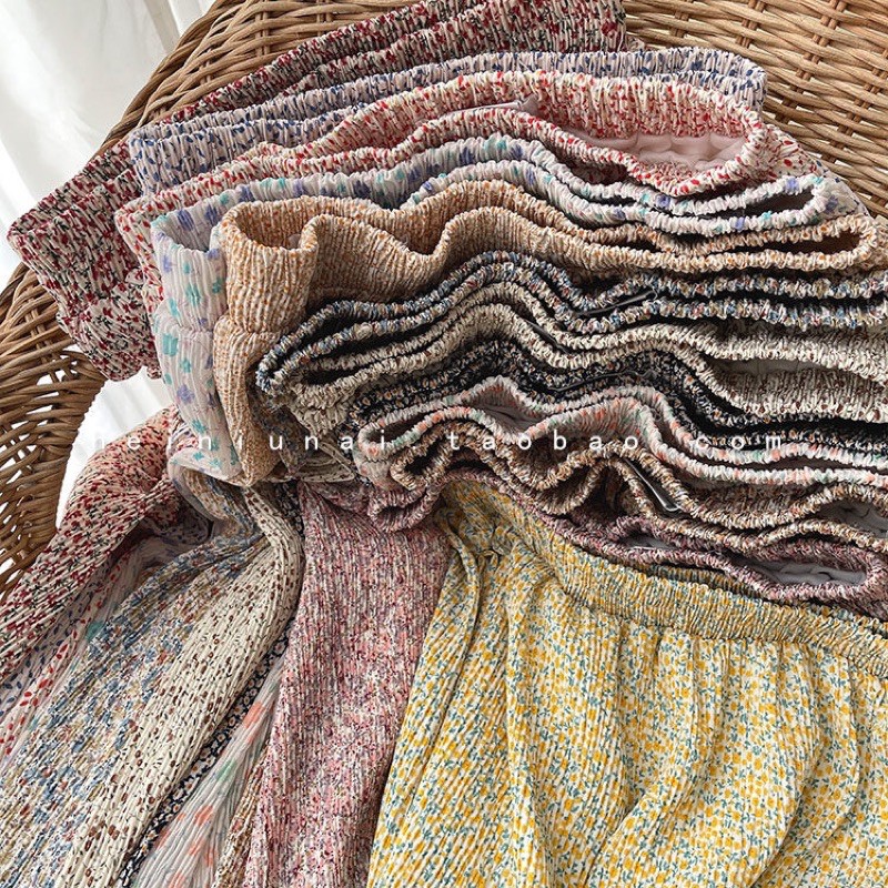 chân váy midi hoa nhí lưng thun vintage | BigBuy360 - bigbuy360.vn