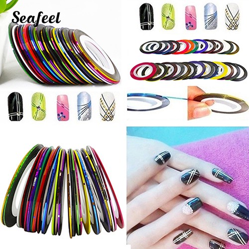 Set 30 Cuộn Dây Ruy Băng Nhiều Màu Trang Trí Móng Tay